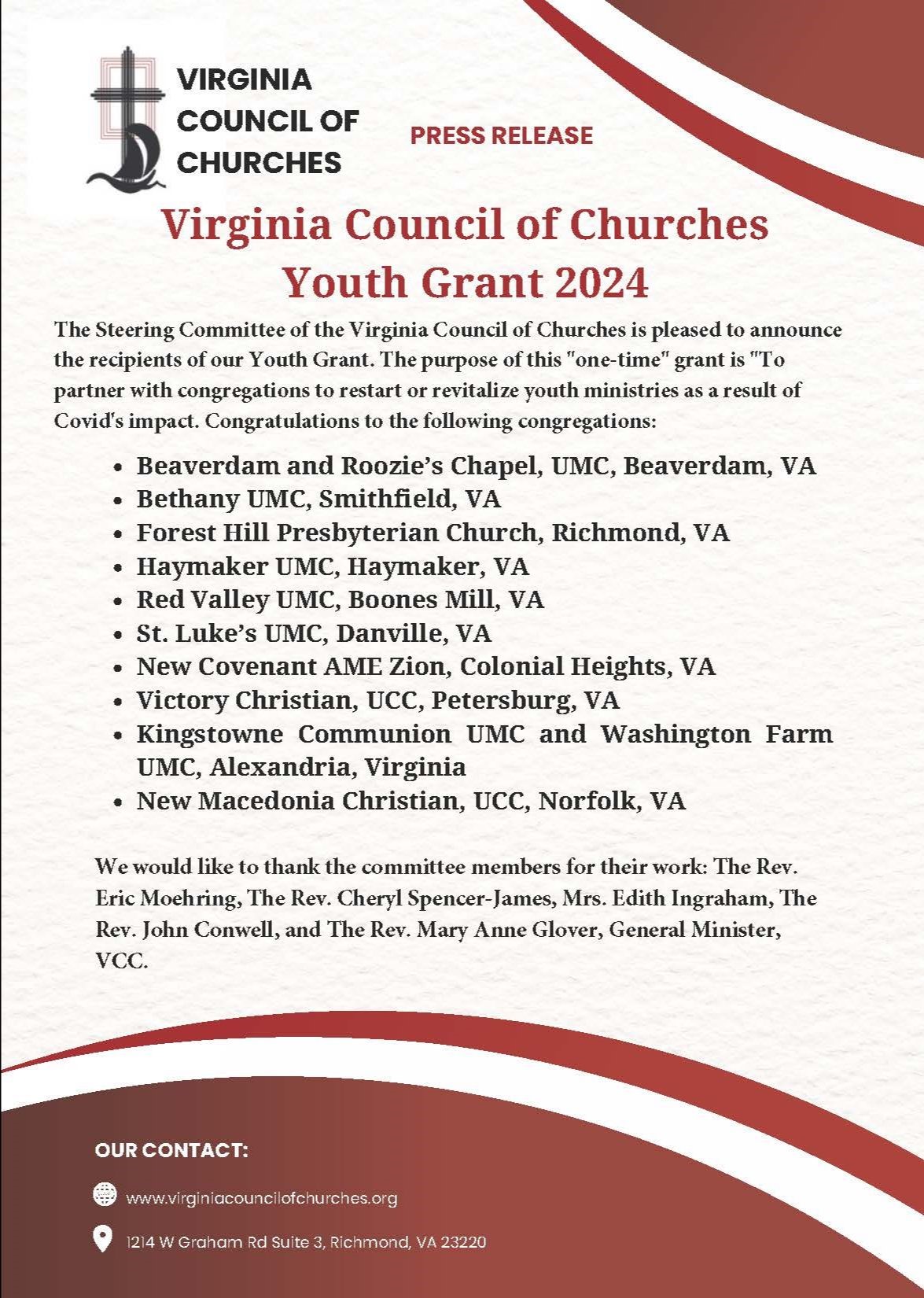 VA Council of Churches_Youth Grants